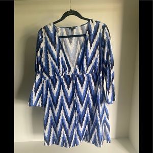 Talbots Blue White Chevron Swim Coverup